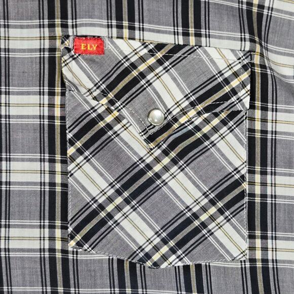 Vintage Ely Plains Pearl Snap Western Shirt Mens L Cowboy Rodeo 80s 90s - Picture 5 of 12